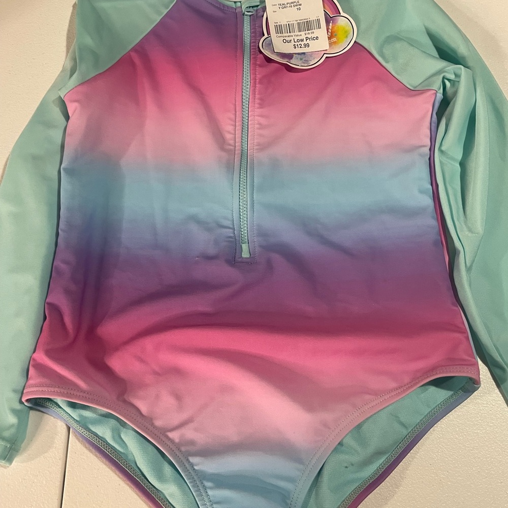 Kids Swim Long Sleeve Ombre Swimsuit